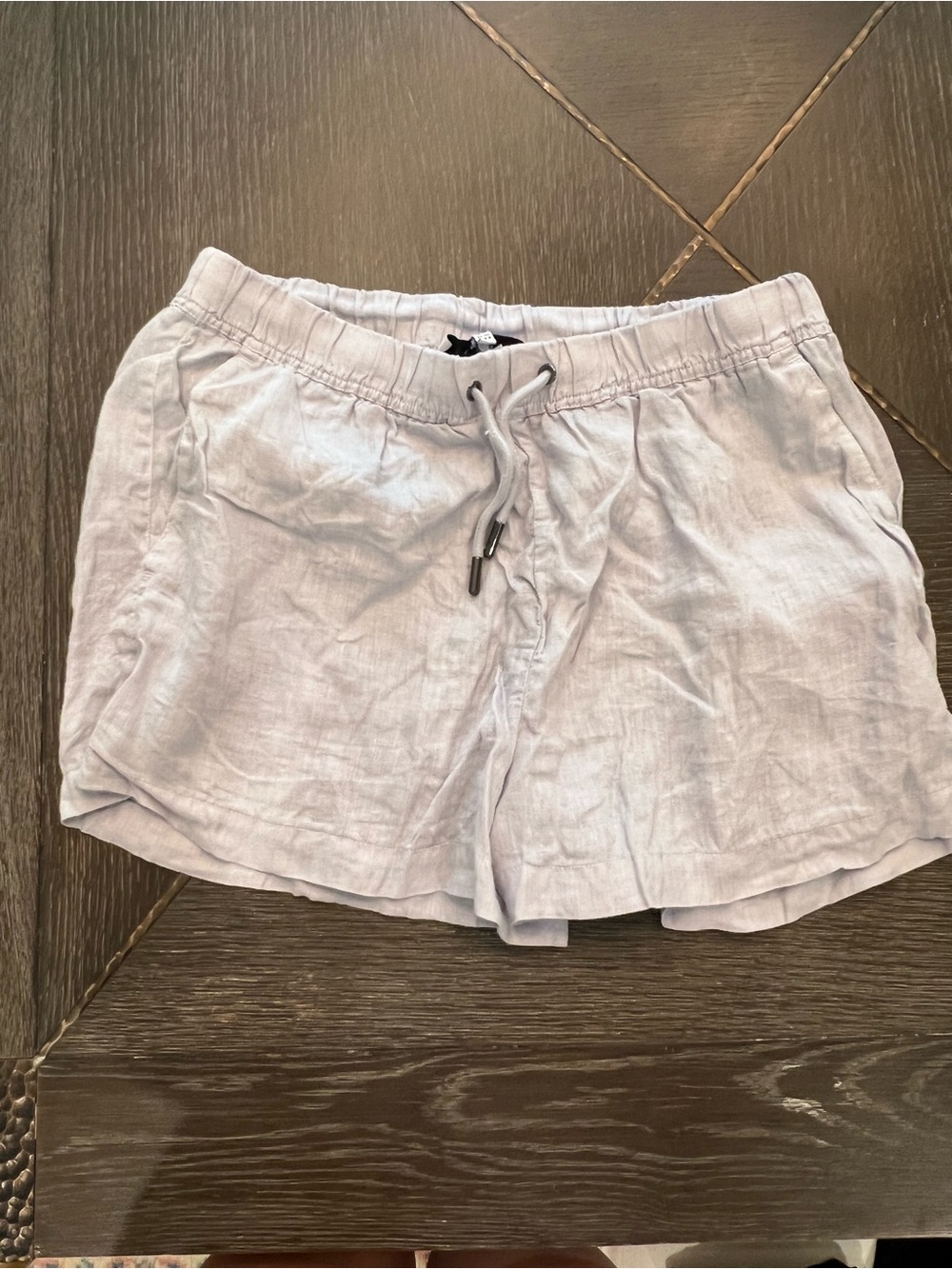 Reiss Light Blue Drawstring Linen Shorts